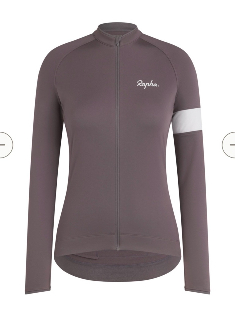 Rapha Women's Long Sleeve Cycling Jersey in BROWN with White Arm Stripe Medium